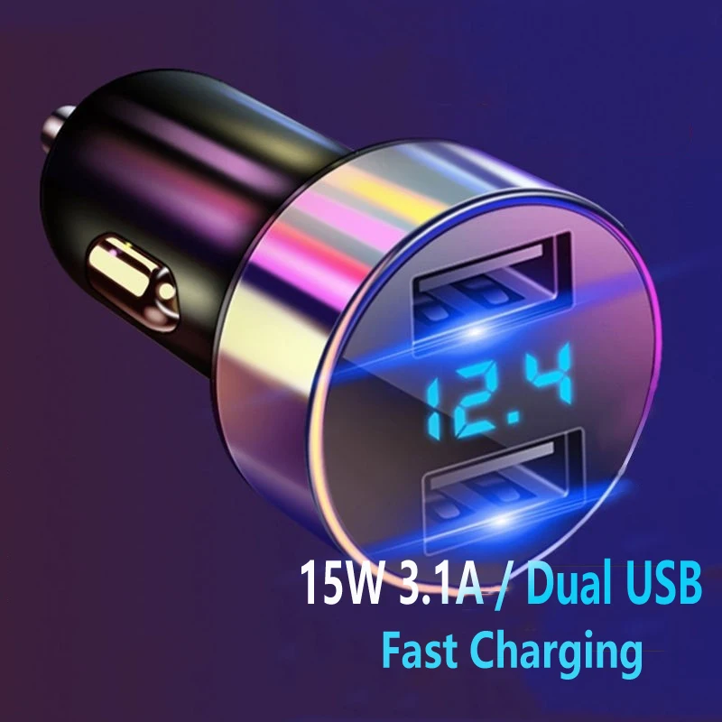 3.1A Dual USB Car Charger For Huawei P40 P30 P20 Mate 10 20 Pro Lite Honor 9X 10X Lite Fast Charge Type-c USB Cable Cords iphone fast car charger