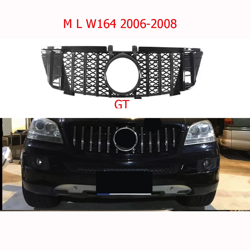 

For Mercedes-Benz ML class W164 2006-2011 Car styling Middle grille ABS plastic GT Auto front bumper Center Grille