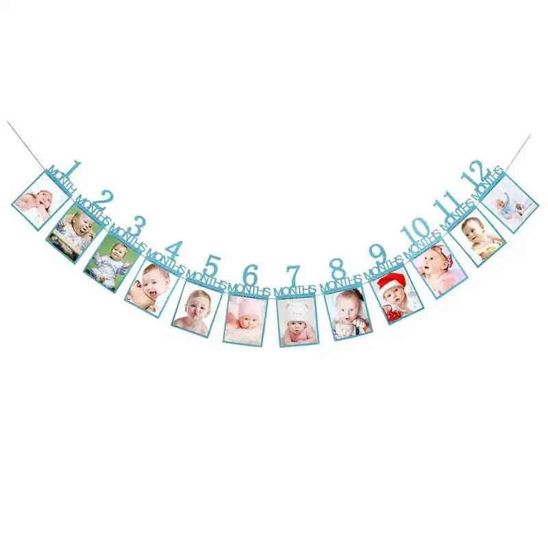 Ребенок 1-й день рождения для мальчиков и девочек 12 месяцев фото плакат детский душ фото баннер для киоска мой первый день рождения украшения детей - Цвет: Pictures show 6