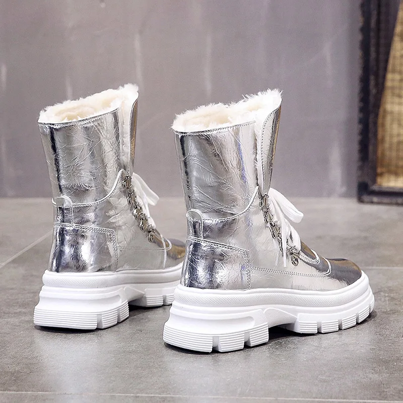 winter new Martin boots women's fashion simple solid color high tube comfortable warm thick sole casual boots