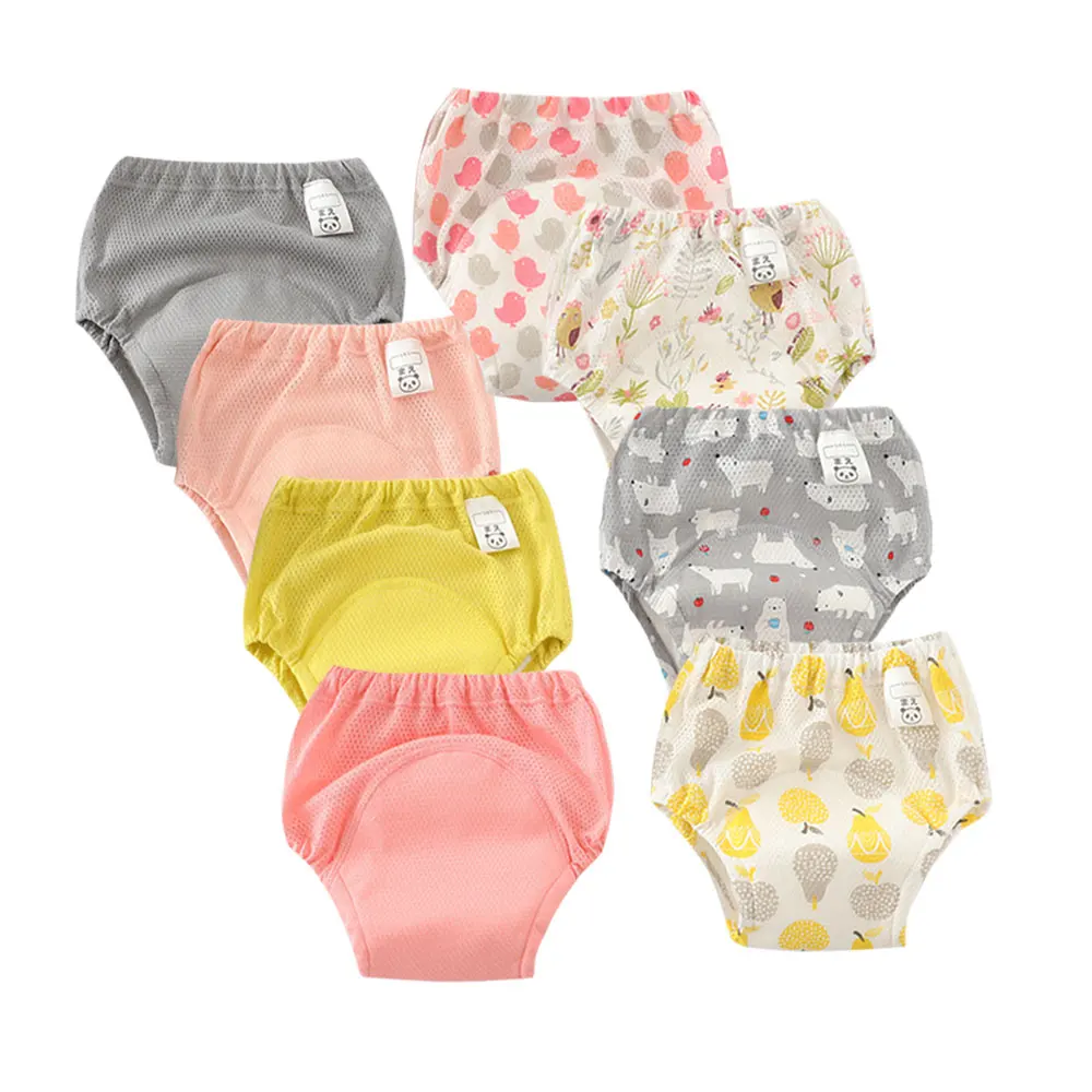 8pcs/lot Washable Baby Potty Training Pants Reusable Toilet Trainer Panty Reusable Cloth Diaper Nappy Changing Underwear Briefs baby toddler waterproof training pants infant cotton changing nappy cloth child diaper panties reusable washable 6 layers crotch