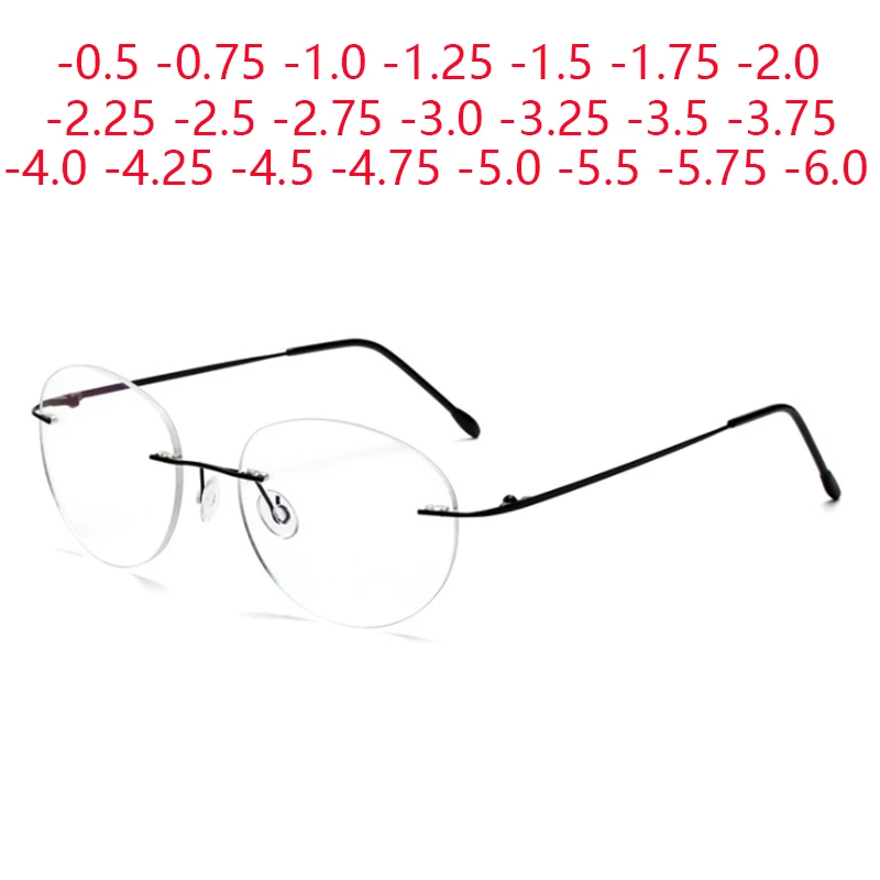 Titanium Alloy Framless owalne okulary dla osób z krótkowzrocznością wykończone kobiety mężczyźni ultralekki okulary korekcyjne bez oprawek 0 -0.5 -0.75 To -6.0 3 Titanium Alloy Framless owalne okulary dla osób z krótkowzrocznością wykończone kobiety mężczyźni ultralekki okulary korekcyjne bez oprawek 0 -0.5 -0.75 To -6.0 1