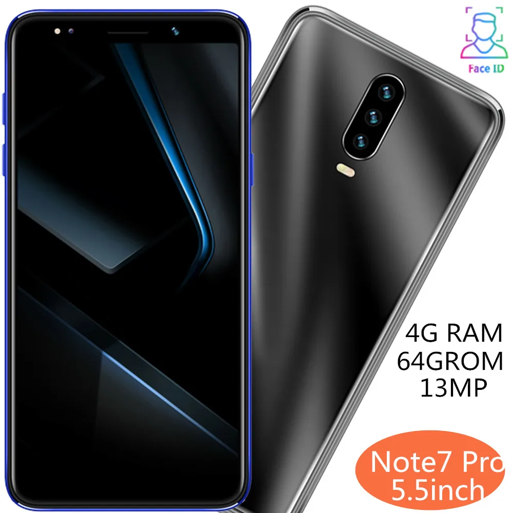 Смартфон Note 7 pro с четырёхъядерным процессором ОЗУ 4 Гб ПЗУ 64 ГБ 5 дюймовым большим