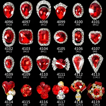 

CYSHMILY 10pcs/pack Red agate Ruby Nail Decorations Mixed type shiny 3D Nail Rhinestones Irregular Diamonds Nail Ornament