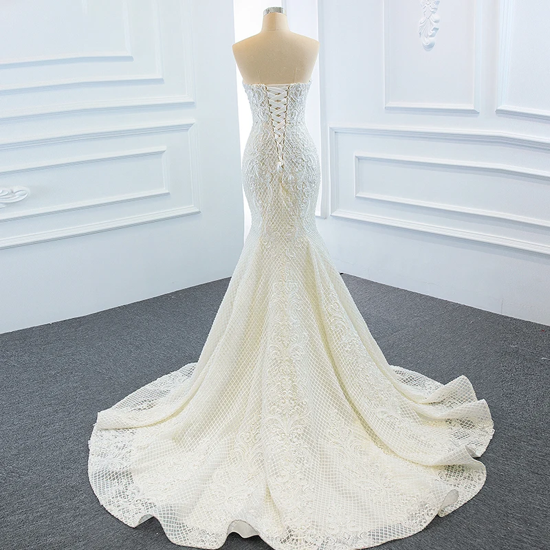 J66660 JANCEMBER Full Body Heavy Hand Embroidered Mermaid Wedding Dress 2021 Sweetheart Sleeveless Sequined 3