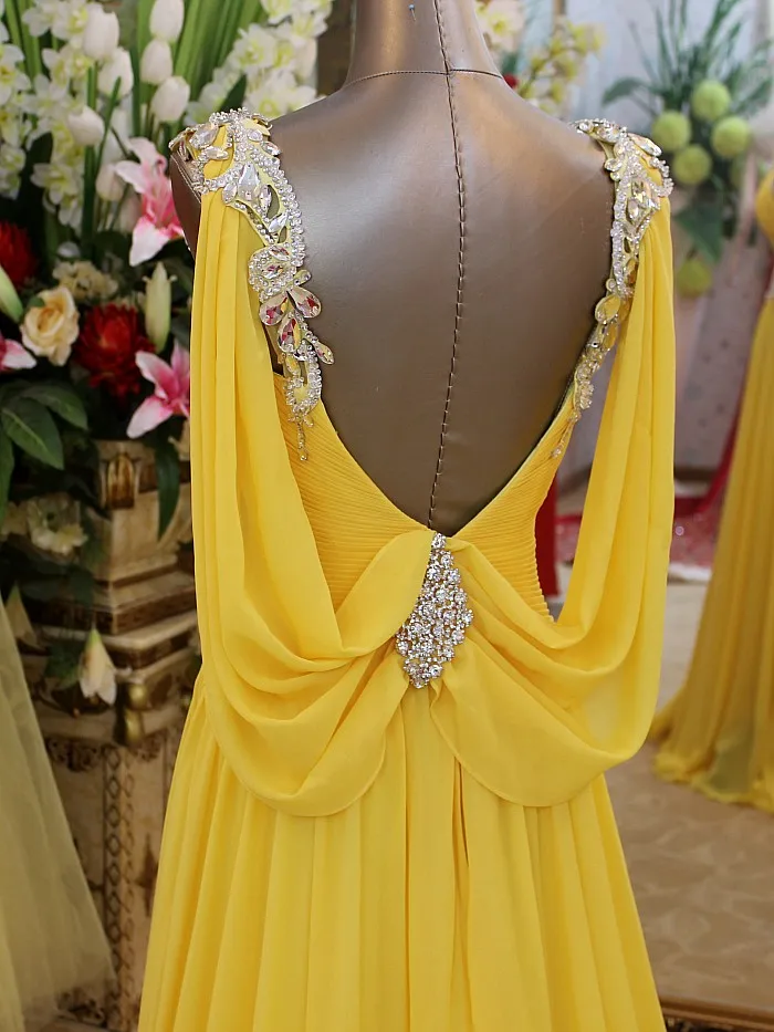 Роскошные Стразы Кристалл vestidos формальные невесты вечернее платье Фиолетовый шифон желтый Длинные платья для выпускников
