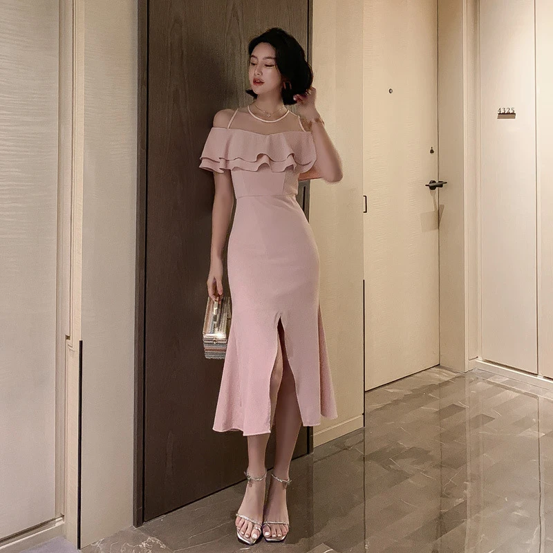 mid length fishtail dress