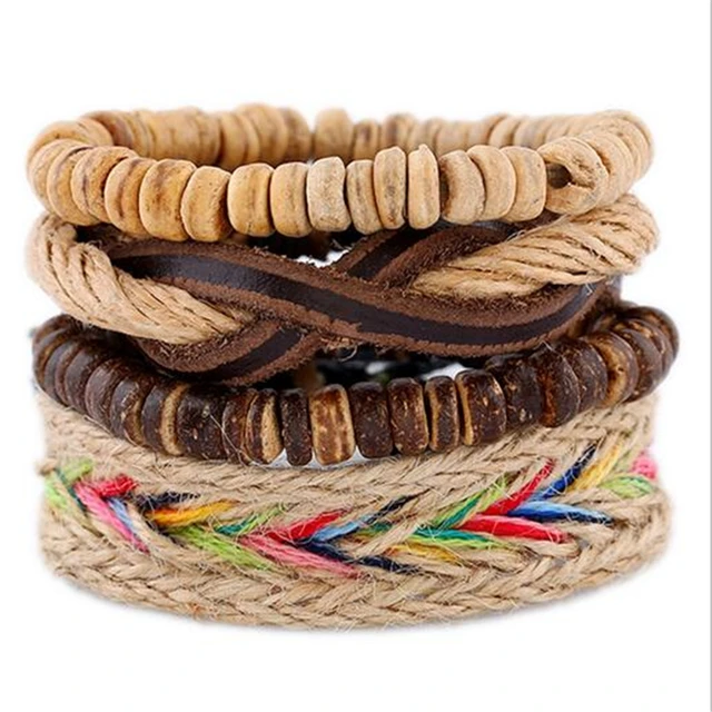 Etta 4Pcs/ Set Braided Wrap Leather Bracelets - Image 4