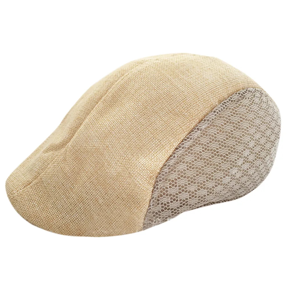 Берет мужские и женские льняные береты осень Новая удобная дышащая сетчатая шляпа солнце мужская Кепка Бейсболка Повседневная шапка s# D8