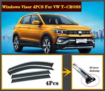 

4pcs Set For VW T-CROSS 2016-2020 Stainless steel window Visor Shade Vent Wind Rain Deflector Guards Cover