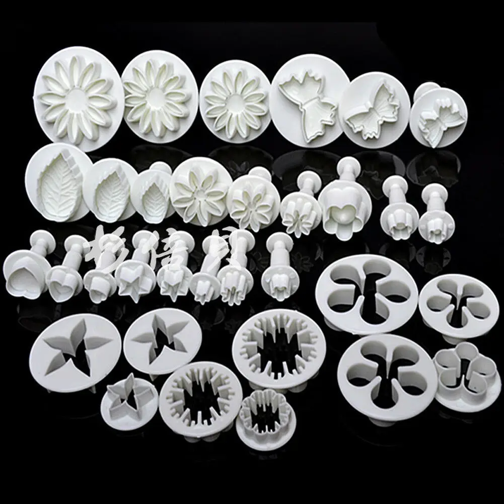 33Pcs Convenient Fondant Cake Decorating Sugarcraft Plunger Cutter Tools Mold Mould Cookies