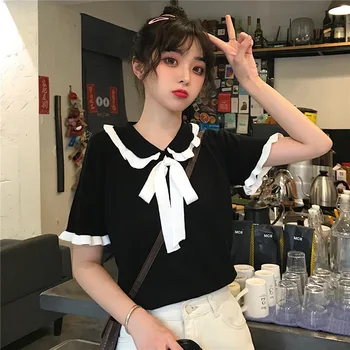 

JS2378J-T-shirt female 2020 summer new Korean version of the long-sleeved student loose wild shirt compassionate women