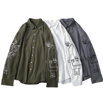 

2019 New Fashion Printed Casual Men Shirt Long Sleeve Slim Fit Shirt Men High Quality Cotton Dress Shirts ABZ567