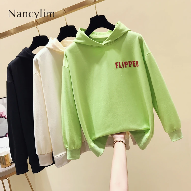 

Leisure Streetwear Sweatshirt for Women 2019 Spring Autumn Thin Hoodies Femme Loose Long-sleeved Hooded Hoodie Student Pull Coat