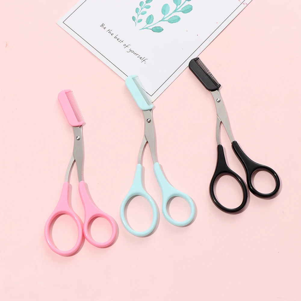 1PC Stainless Steel Eyebrow Trimmer Scissors With Comb Hair Grooming Shaping Shaver Eyelash Hair Clips Remover makeup tools sewing scissors,eyebrow scissors,stainless steel scissors,manicure scissors,facial hair scissors,hair scissors,beauty scissors