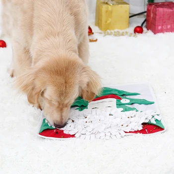 

Pet Dogs Santa Claus Sniffing Mat Dog Training Slow Food Pets Supplies Fleece Christmas Nosework Puzzle Relieve Stress Mat