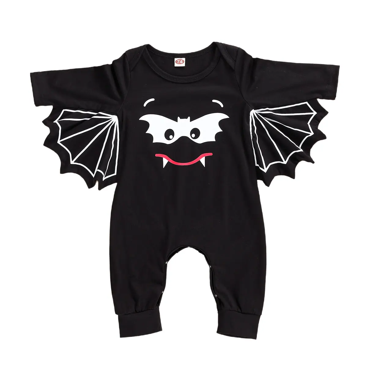 

2020 New Newborn Baby Halloween Jumpsuit Bat Sleeve Cartoon Print Romper Infant Boy Girl Playsuit