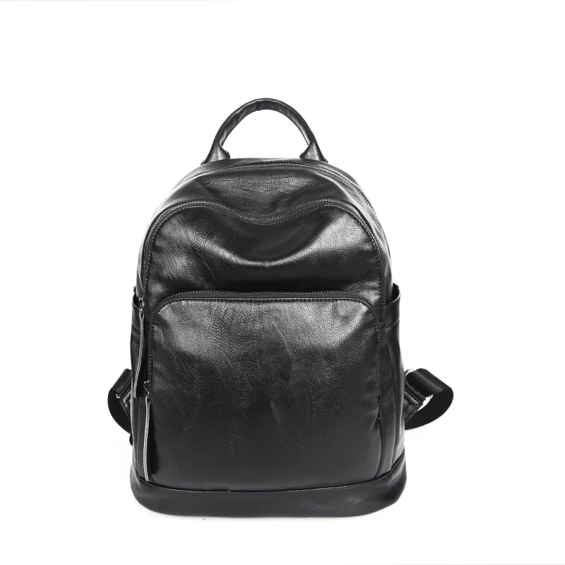 

High Quality Leather Woman's Backpack New 2019 Fashion Backbag Female Large Capacity School Bag Mochila Feminina black