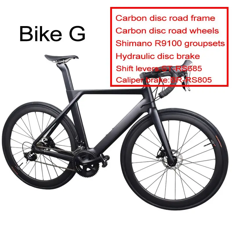 Bike G Полный диск карбоновый дорожный велосипед с Sh1mano 4700/R7000/R8000/R9100 Углеродные колеса велосипеда - Цвет: Bike G