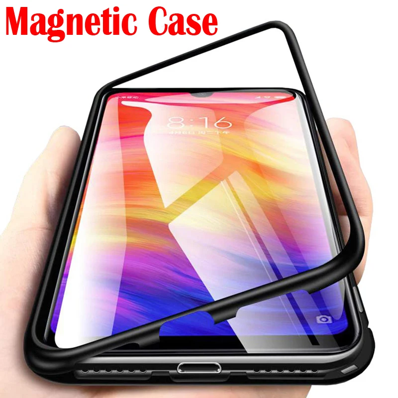 

Metal Magnetic Adsorption Glass Case For Xiaomi Redmi Note 8T 8 8A 7 Pro 6 5 7A Case For MI Redmi K30 k20 Phone Cover Capa Coque