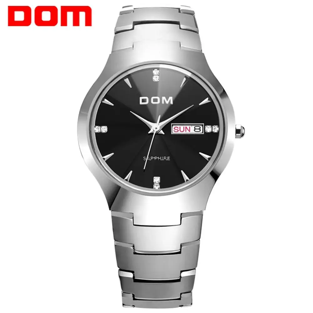 

DOM Tungsten Steel Men Watch Sport Luxury Top Brand Sapphire Mirror Wrist 30m Waterproof Business Quartz Watches Fashion W-698.2