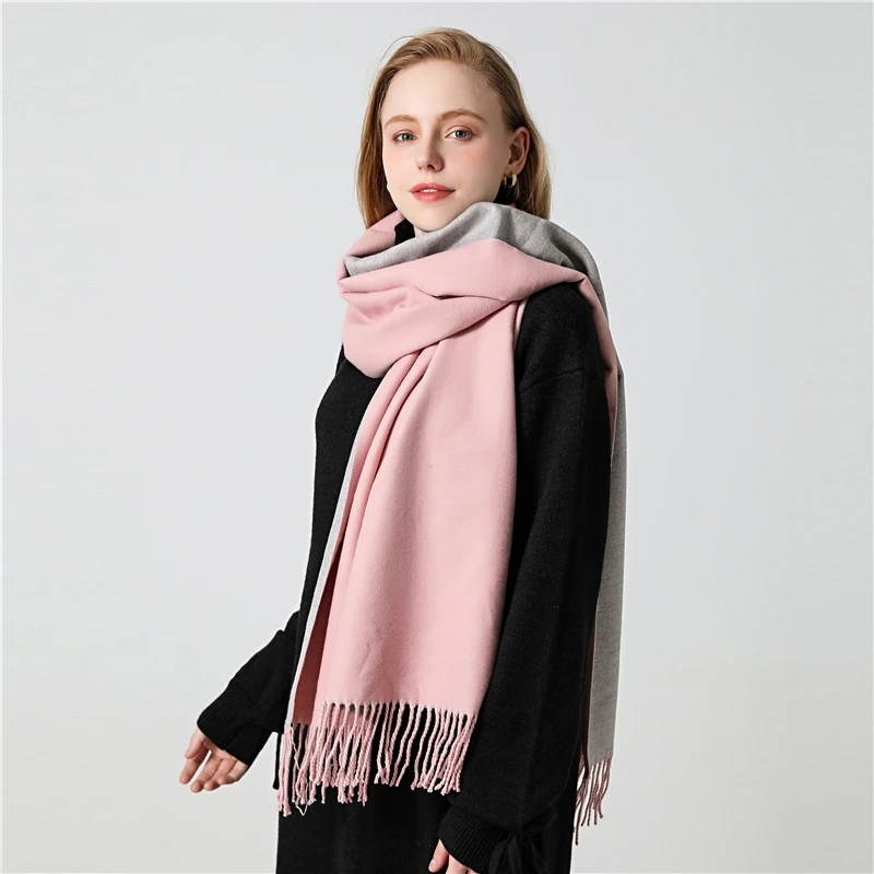Утолщенный термальный шарф для женщин 2020 Новые простые Шали Обертывания Модные