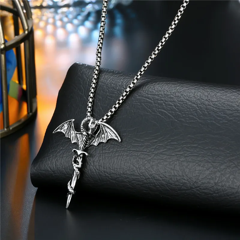 1pc Punk Vintage Metal Rose Cross Skeleton Necklace Personality Gothic Red Zircon Sword Pendant Necklace Women Men Jewelry N70 Pendant Necklaces Aliexpress