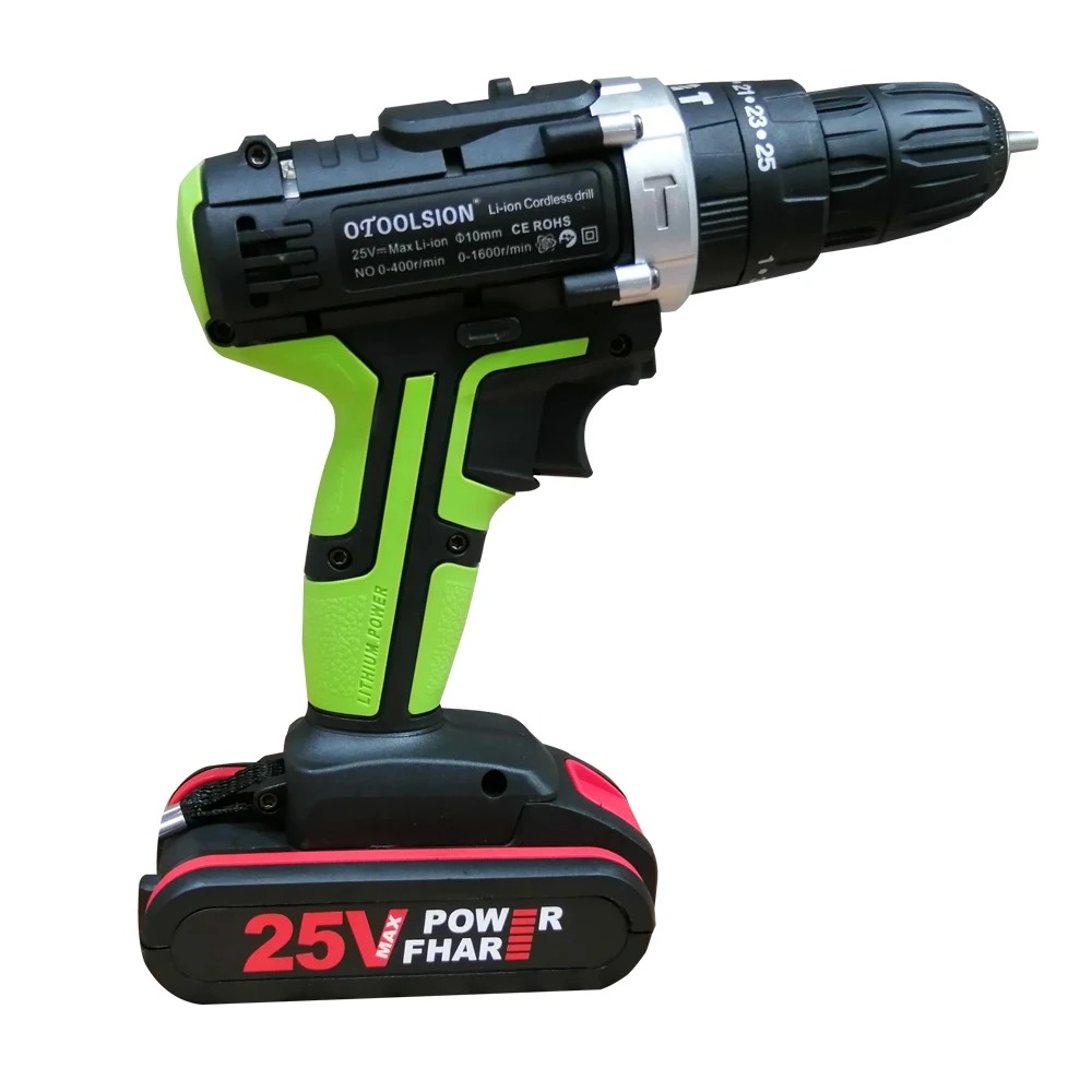 25V Impact Power Tools 25+3 Torque Impact Drill Multifunctional Electric Tools Cordless Drill Power Drill Cordless +Tool  Bag (2)
