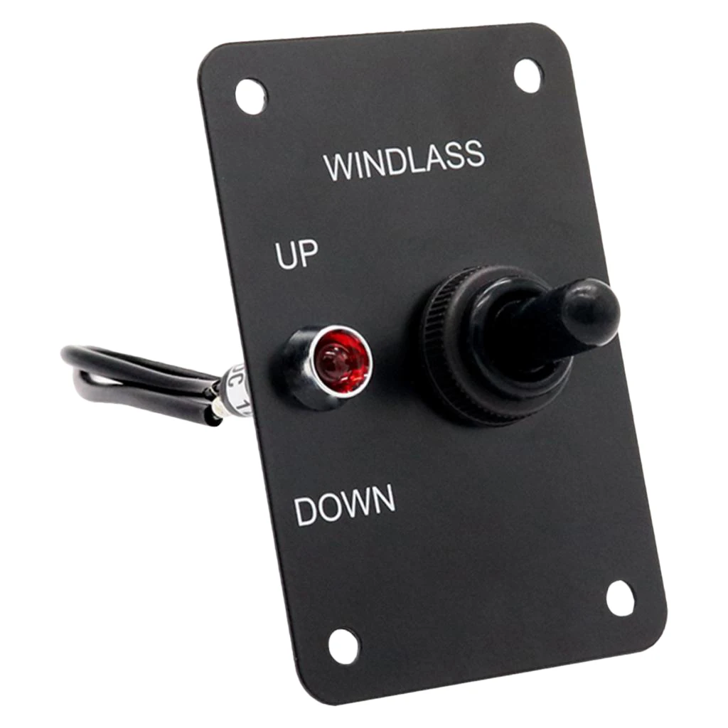 Marine 12V Anchor Windlass UP/Down Toggle Switch Control Panel Red Indicator
