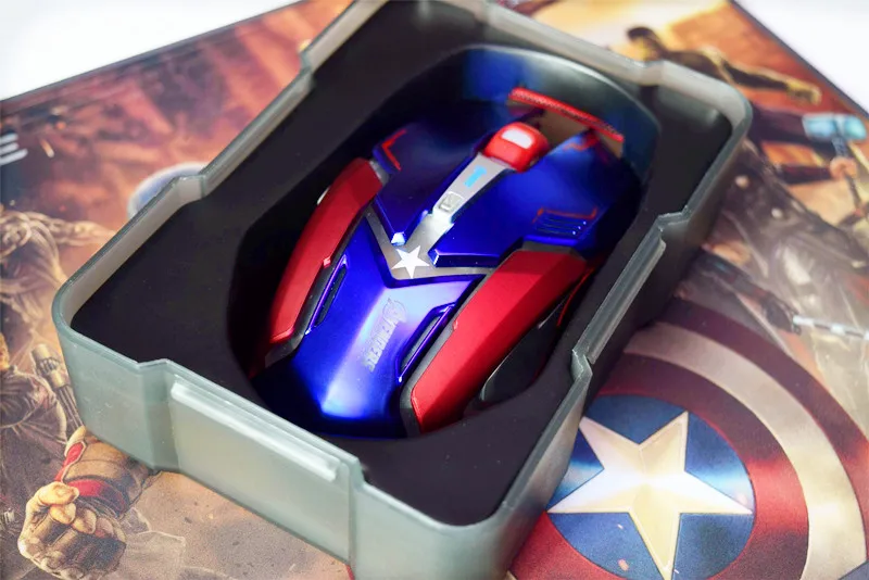 E-3LUE игровая мышь Marvel Мстители Капитан Америка M639 синяя профессиональная Проводная игровая мышь с коробкой