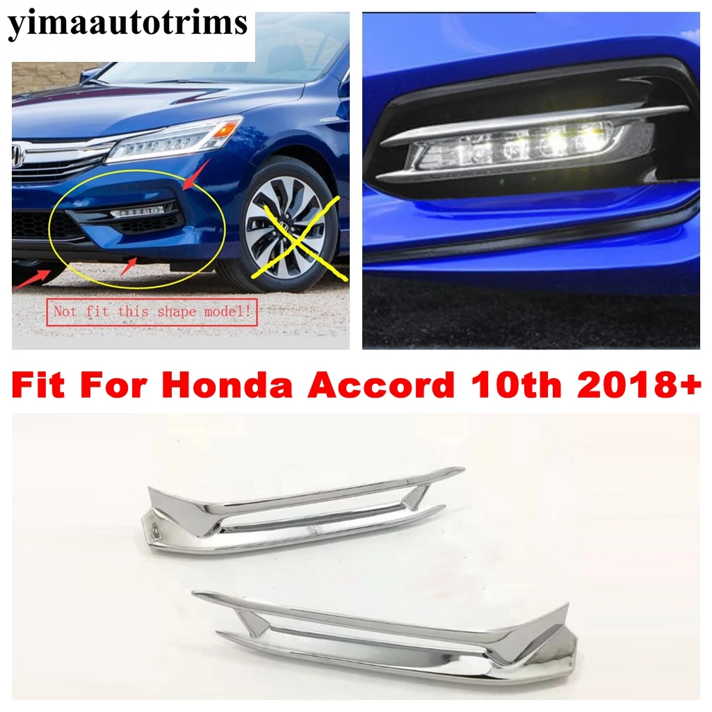 

ABS Chrome Front Bumper Fog Lights Foglight Lamps Frame Cover Trim Accessories For Honda Accord 10th 2018 2019 2020 2021 2022