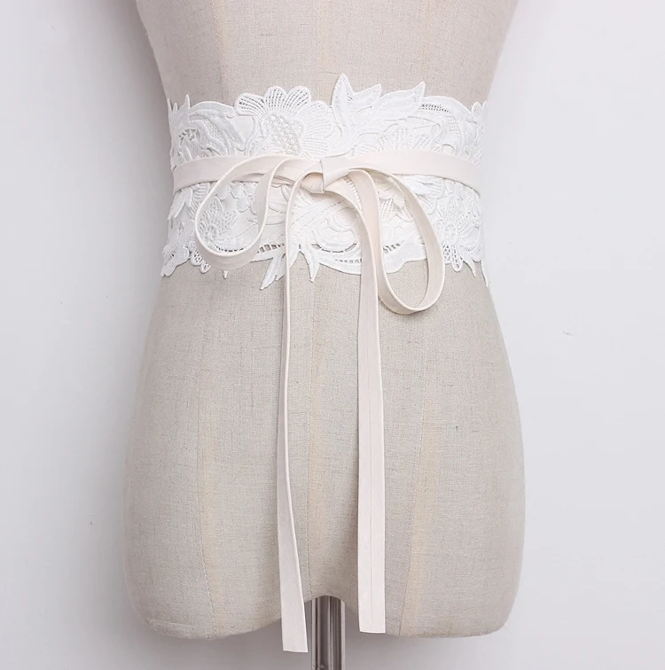 [EAM] Новинка, летний цветной кружевной бандаж из искусственной кожи, свободный широкий пояс, женская мода, подходит ко всему JG363