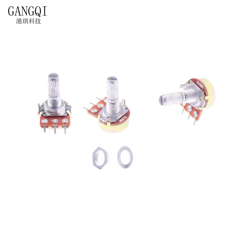 5pcs WH148 3PIN 20MM Single Couplet Potentiometer With Nuts B1K B2K B5K B10K B20K B50K B100K B250K B500K B1M 1K 2K 5K 10K 100K