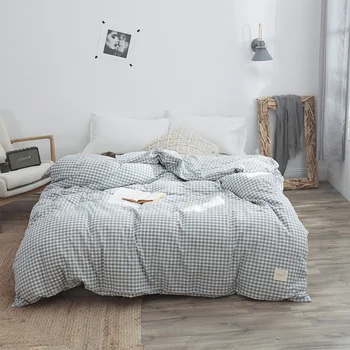 

Bedding Duvet Cover Lattice Queen King Twin 100%Washed Cotton Set Soft Easy Care Simple Style Bedding Set Multicolor Blue