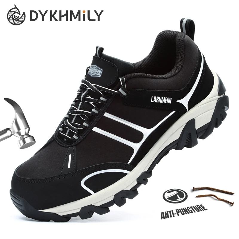 

DYKHMILY Steel Toe work Safety Shoes for Men Anti-puncture Anti-slip Comfortable Construction Work Boots With Reflective Stripe