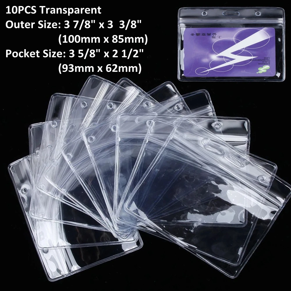 5pcs Transparent Pvc Vertical Plastic Card Holder, Waterproof Id