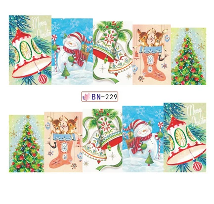 

Nail Art Sticker Water Decals Merry Christmas Tree Nails Slider Sock Bell Snowman Design Decoration Manicure Pegatina Foil Wraps