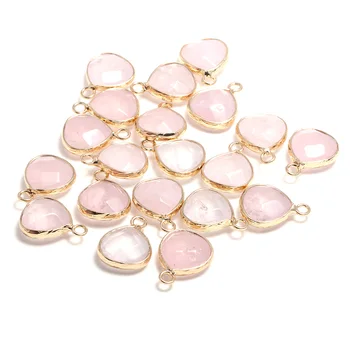 

Fashion Natural Stone Pink Quartz Crystal Pendant Drop-shaped Faceted Charms For Jewelry Making DIY Necklace Earring 1Pcs