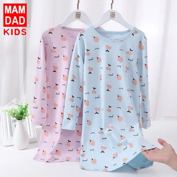 

Women's Long-Sleeved Nightdress Pajamas Autumn Winter Cotton Sweat-Absorbent Pajamas and Leisure Wear Air Conditioning Clothes