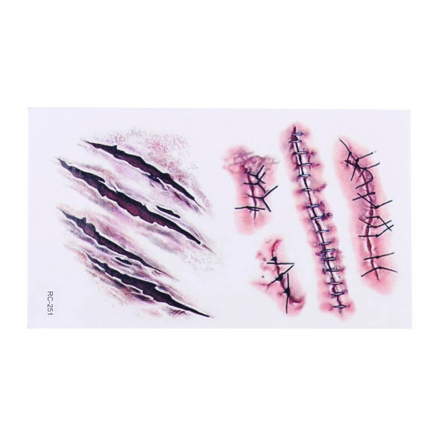 3000 pcs Halloween Temporary Tattoo Sticker Waterproof Instant Stitched Wound Scary Scars Tattoo Sticker Halloween Decor