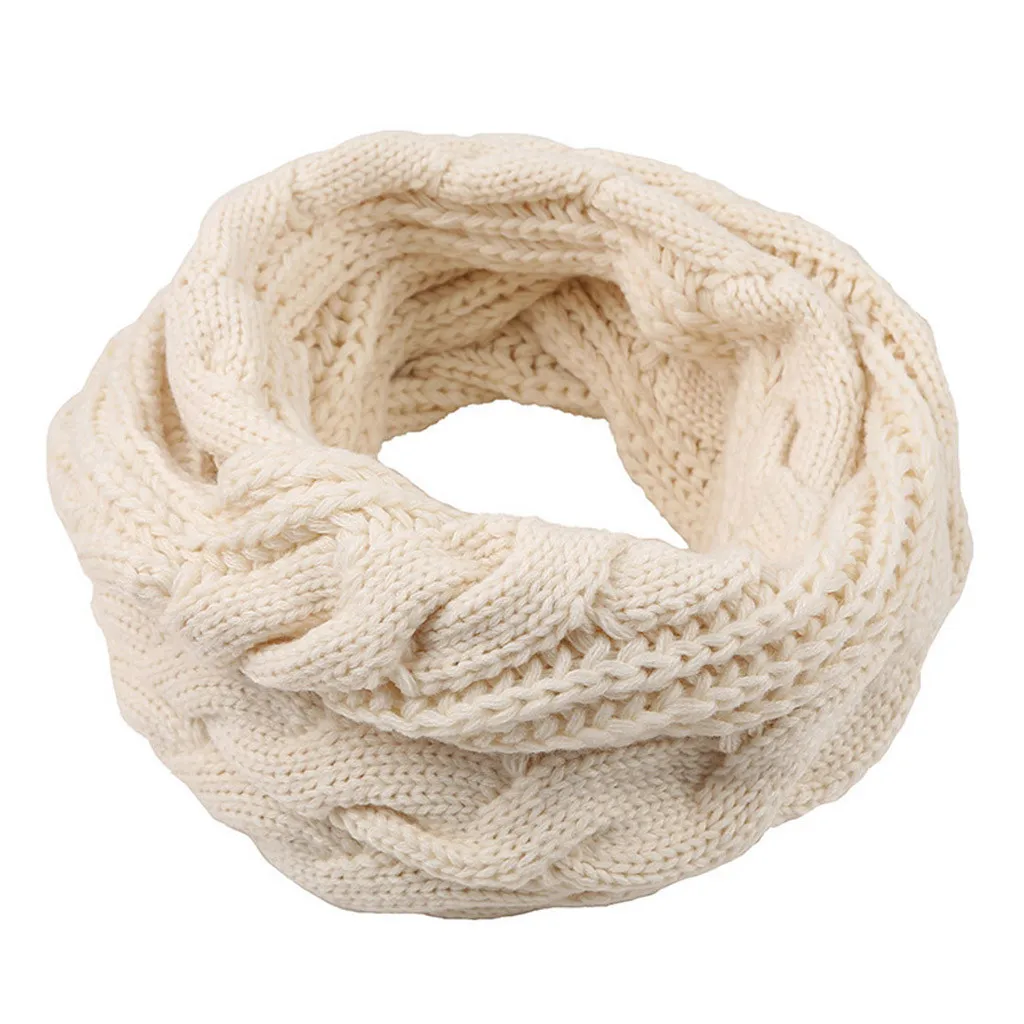 Крученый рулон, однотонный рукав, Модный зимний теплый шарф, Женские однотонные шарфы, вязаный шерстяной шарф-кольцо, pull femme hiver - Цвет: A