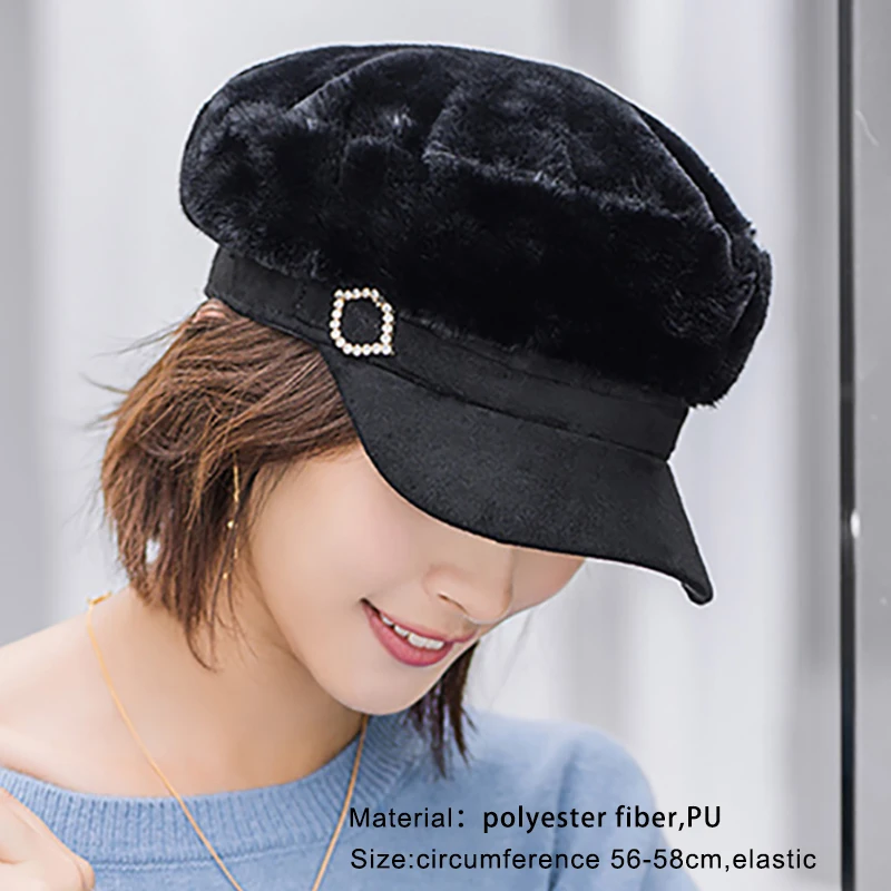 Cpop 6 Patterns New Fashion Ployester Fiber Hat High Quality Pure Color Hats Winter Simple Personality Elegant Women Hat Gift