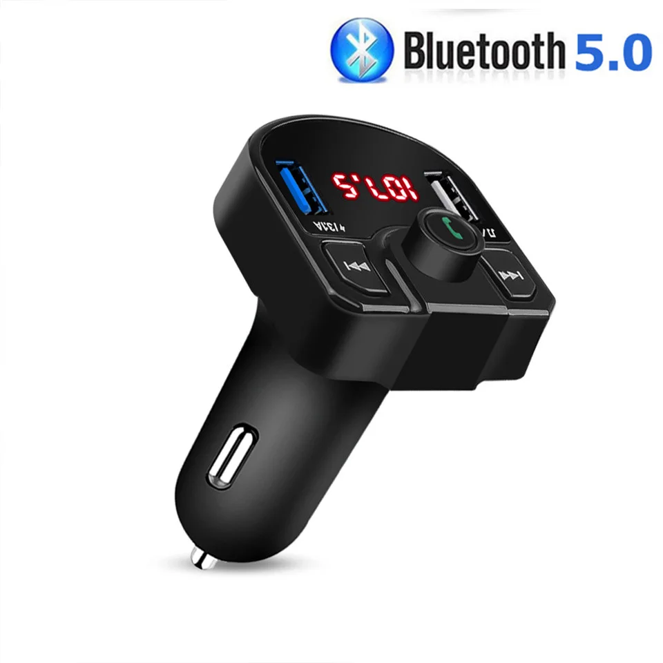 Bluetooth 5.0 Promption! 3.1A Bluetooth fm-передатчик Handsfree автомобильный комплект двойной USB зарядное устройство беспроводной аудио приемник TF карта музыкальный плеер - Название цвета: Bluetooth 5.0