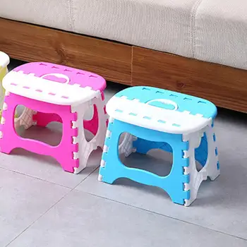 

1pc Portable Padded Red Folding Stool Plastic Blue Maza Small Bench Plastic Carry Handle Travel Stools For Kitchen Car Bathroom