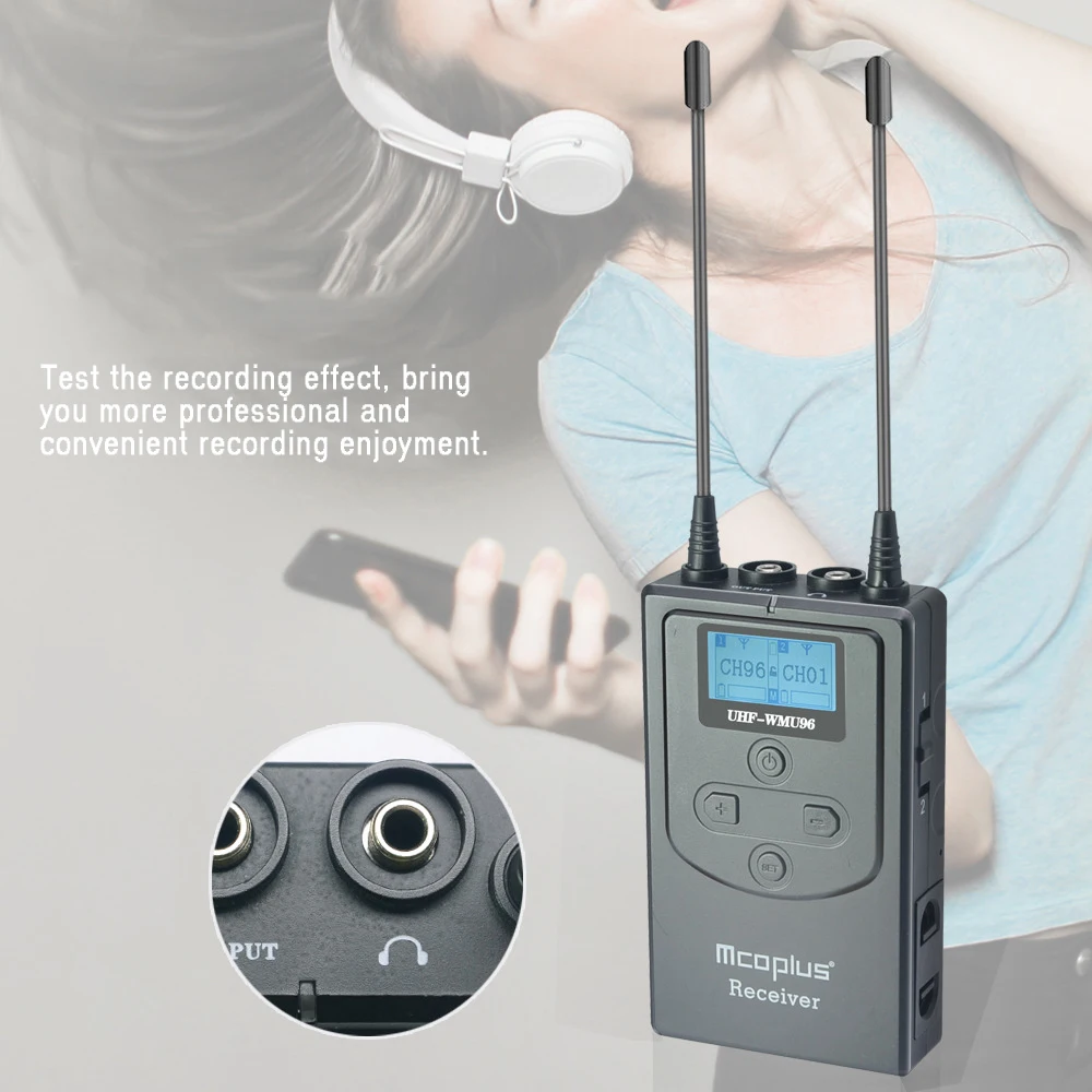 Mcoplus UHF-WMU96 Microphone Receiver Wireless