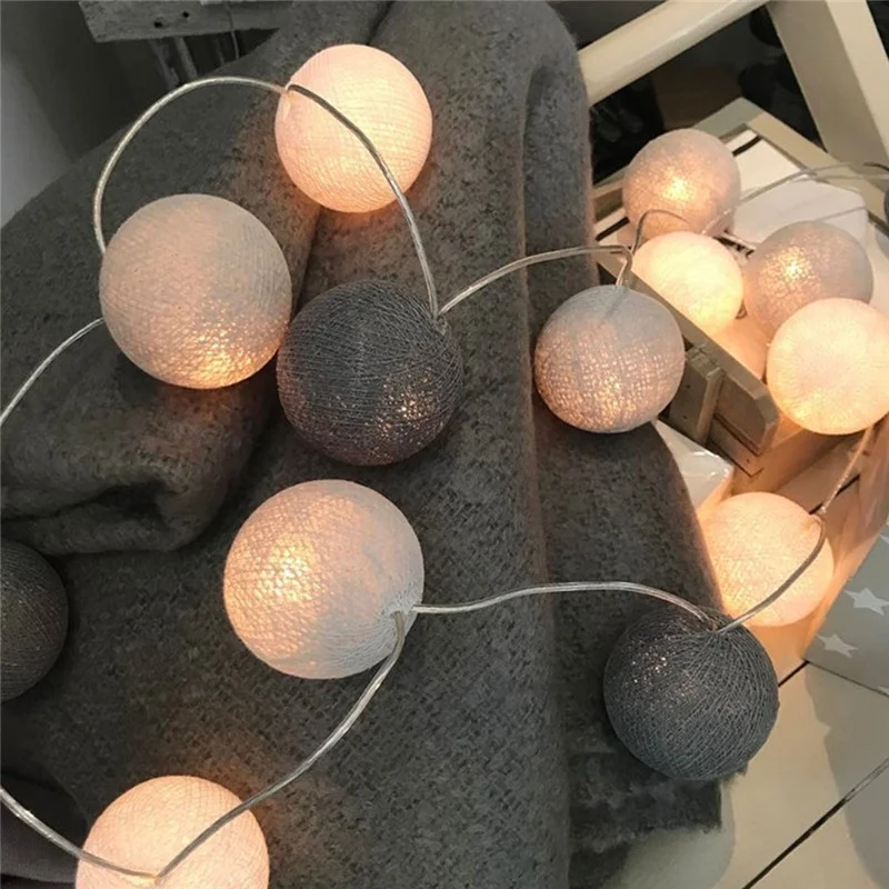 20 LED Cotton Ball Garland String Lights Christmas Fairy Lighting Strings for Outdoor Holiday Wedding Xmas Party Home Decoration hanging fairy lights