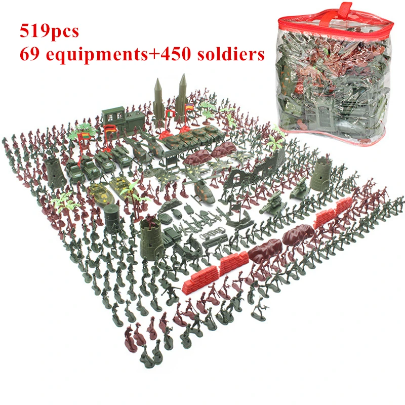 

519pcs/set 4cm Sandbox Simulation War Scenes Game FLAGSET Soldier Military Model Children Toy