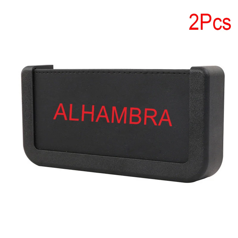 2PCS Автомобильный ящик для хранения из искусственной кожи для Seat Alhambra, многоцелевой органайзер для двери автомобиля, карманная коробка, черный, красный - Название цвета: 2PCS
