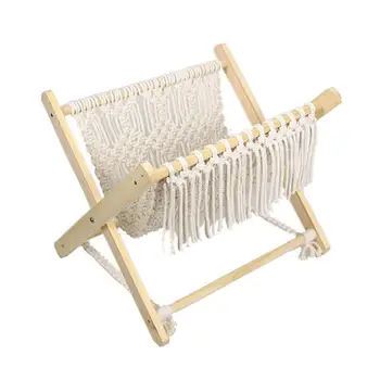 

DIY Storage Shelf Folding Magazine Rack Nordic Cotton Rope Woven Storage Rack Shelf Photo Props Living Room Home Decorations