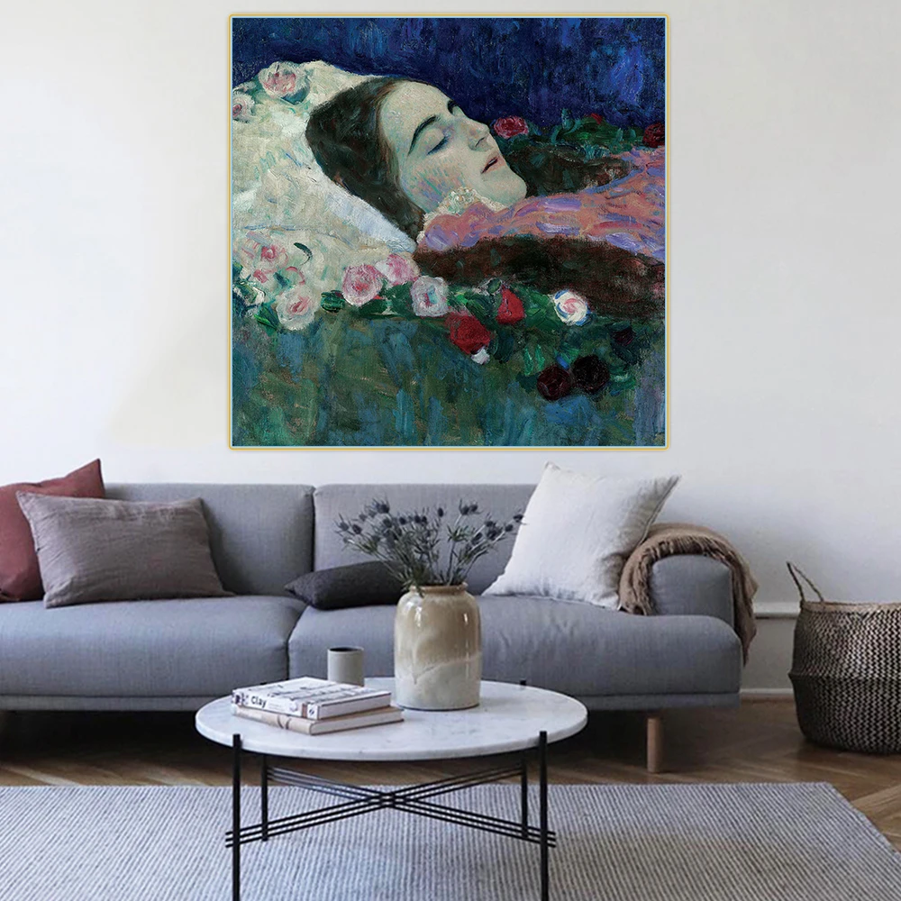 Цитон Густава Климт Miss мисс РИА Манк на ее Deathbed Canvas Холст Искусство Живопись